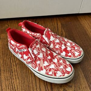 VANS Asher Marble Hearts Red Slip On Sneaker Sz 5